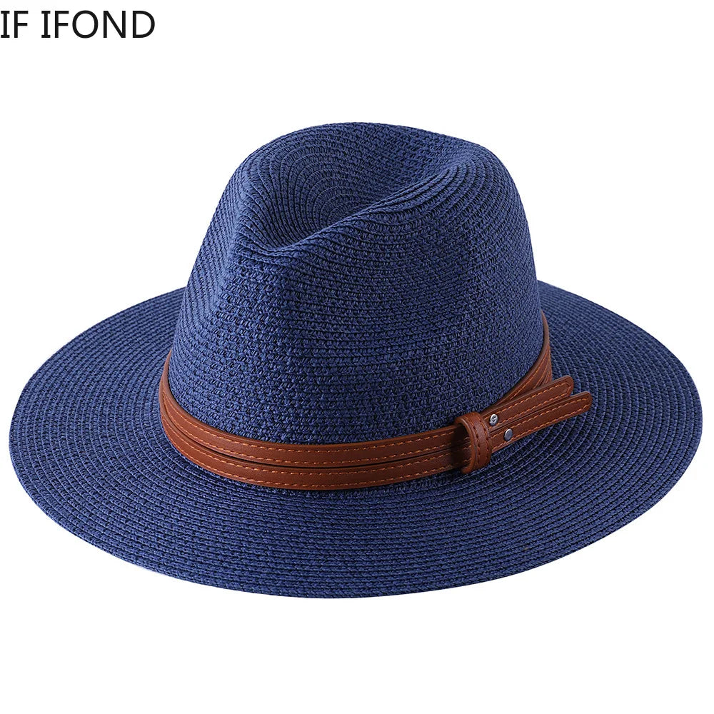 56-58-59-60CM Natural Panama Soft Shaped Straw Hat Summer
