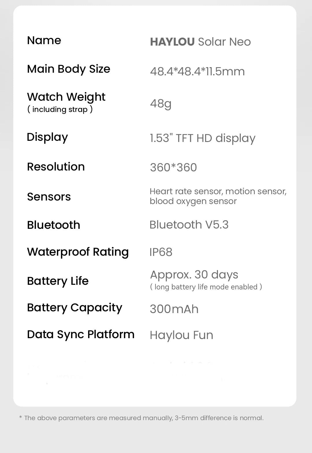 HAYLOU Solar Neo Smart Watch 1.53'' HD Display Bluetooth Call 24H Health Monitoring Smartwatchs Men Women Smart Sport Watchs