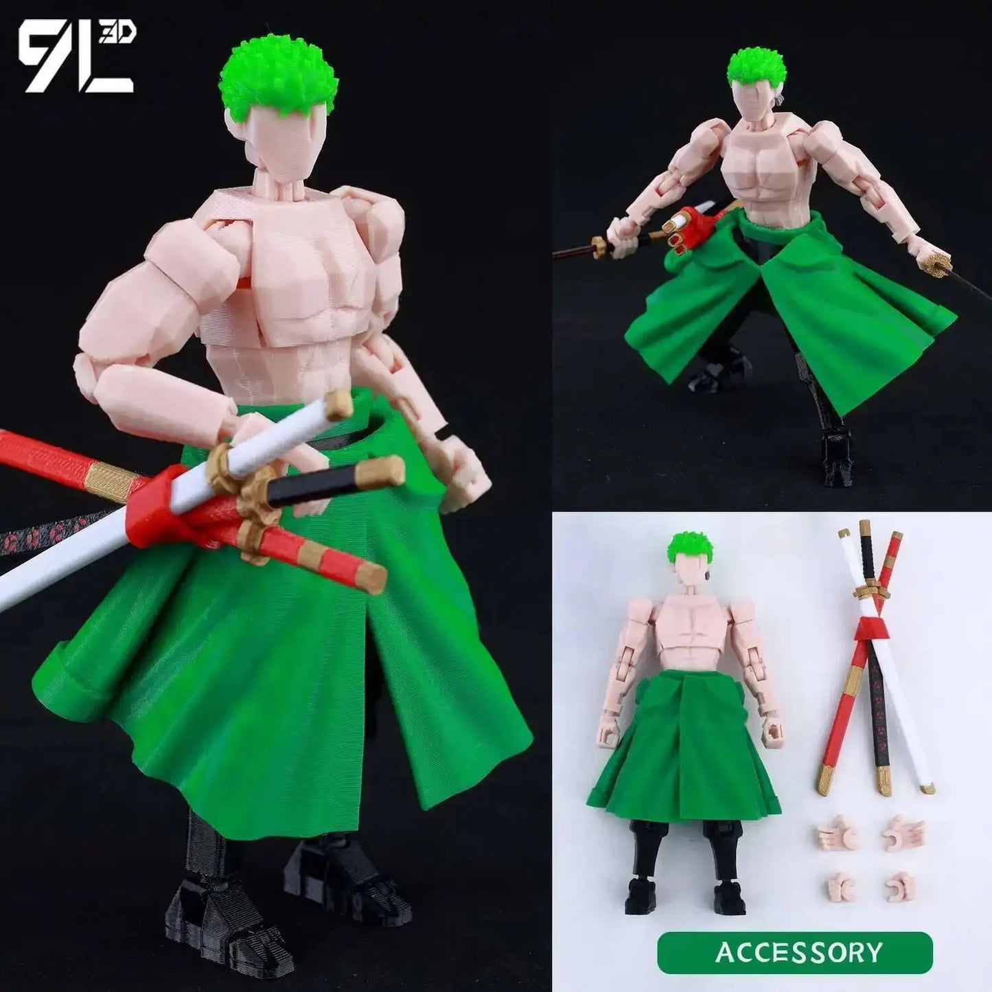 9L3D Printed Demon Slayer AKAZA Tanjiro Kamado Lucky Dummy 13 Movable Shapeshift Action Figures Mannequin Toys for Anime Fans