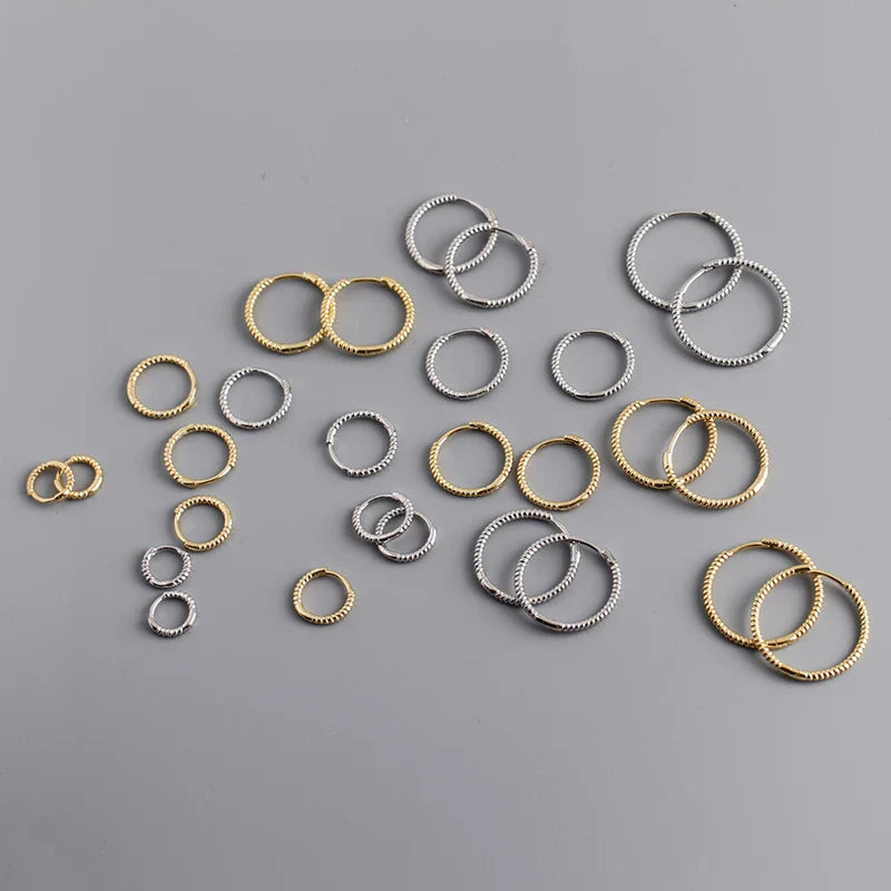WANTME 925 Sterling Silver Fashion Piercing Charm Twist Huggies Hoop Earrings for Women Rock Gothic Unisex Jewelry Ear Buckles