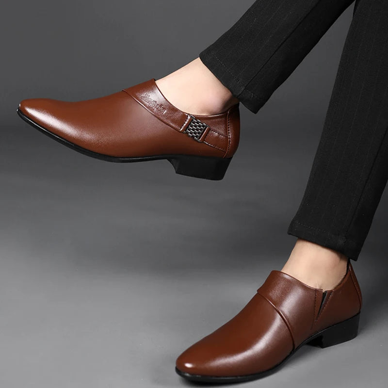 Men PU Leather Shoes Formal Dress Shoes for Male Plus Size Party Wedding Office Work Shoes Slip on Business Casual Oxfords