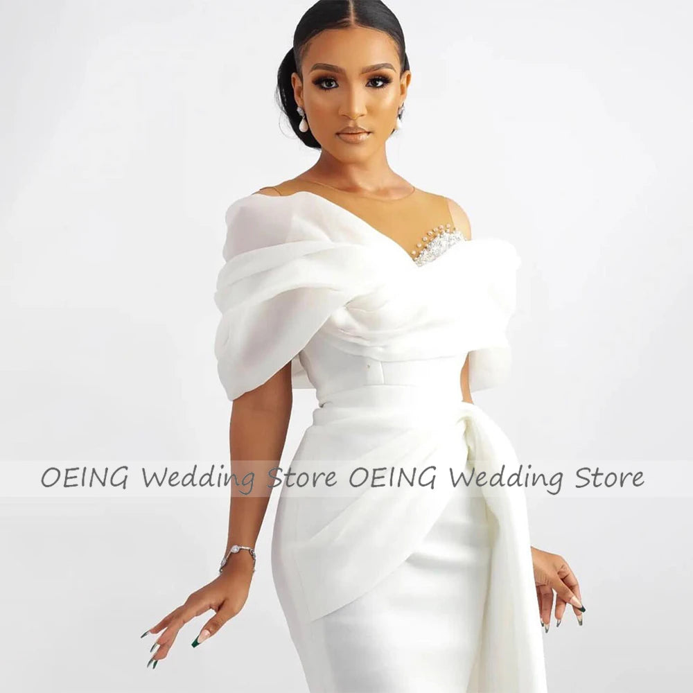 White Bridesmaid Dresses: Short Wedding Dress White Off the Shoulder