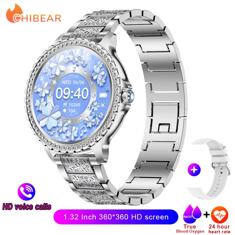 2024New Fashion Women Smart Watch 360*360 HD Screen Sports Bracelet Custom Dial Heart Rate Voice Call Smartwatch For Android IOS