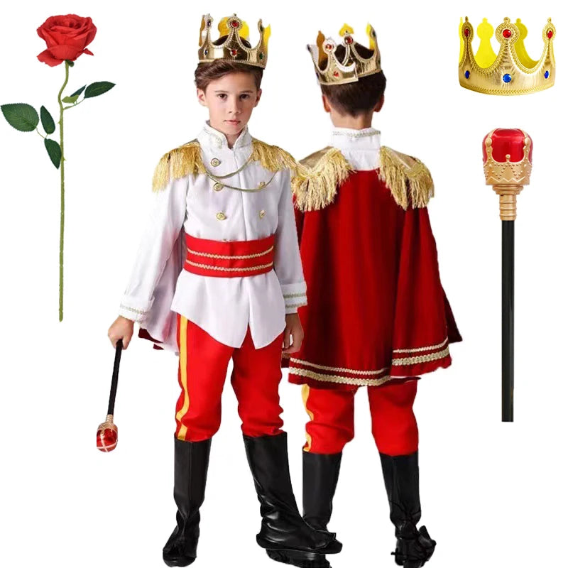 Halloween Carnival Kids Cosplay King Costume Fairy Prince Children Stage Performance Masquerade Festival Boys Clothing Set