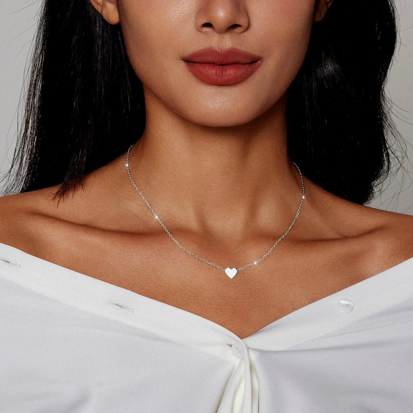 LUXUKISSKIDS Heart Star Moon Pendant Necklaces Tiny Charms Stainless Steel Choker Women/Girls Y2K Sweater Boho Jewelry Collares