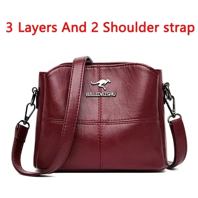 Brand Leather 3 Layers Alligator Crossbody Bag for Women Female Shoulder