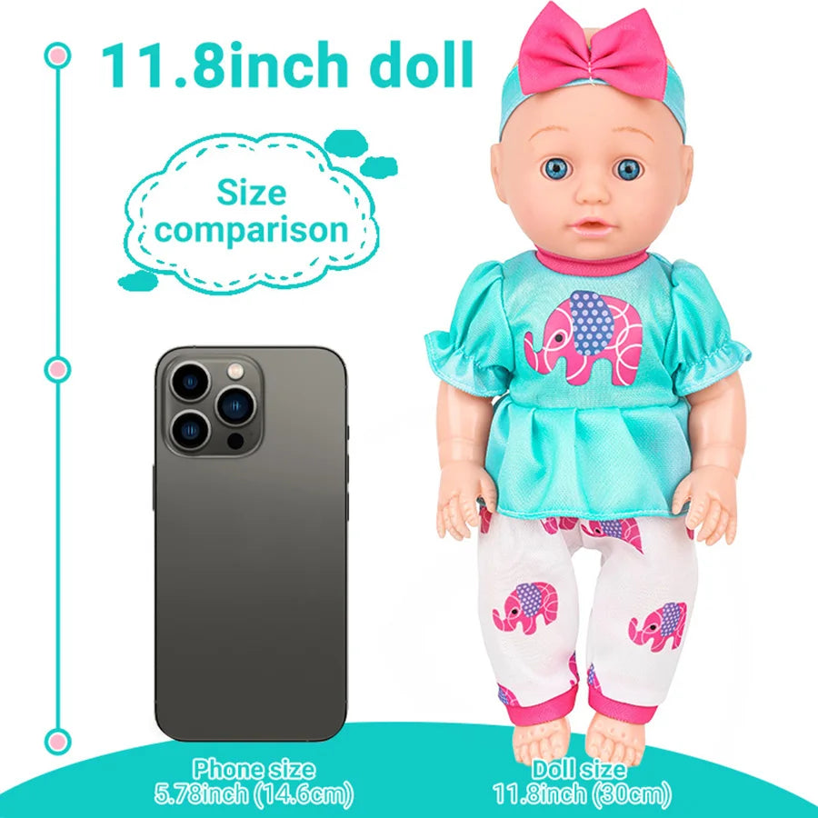 12inch Realistic Reborn Baby Doll For Kids Cute Baby Doll Movable Doll With Jumpsuits Birthday Gifts Children's Toys