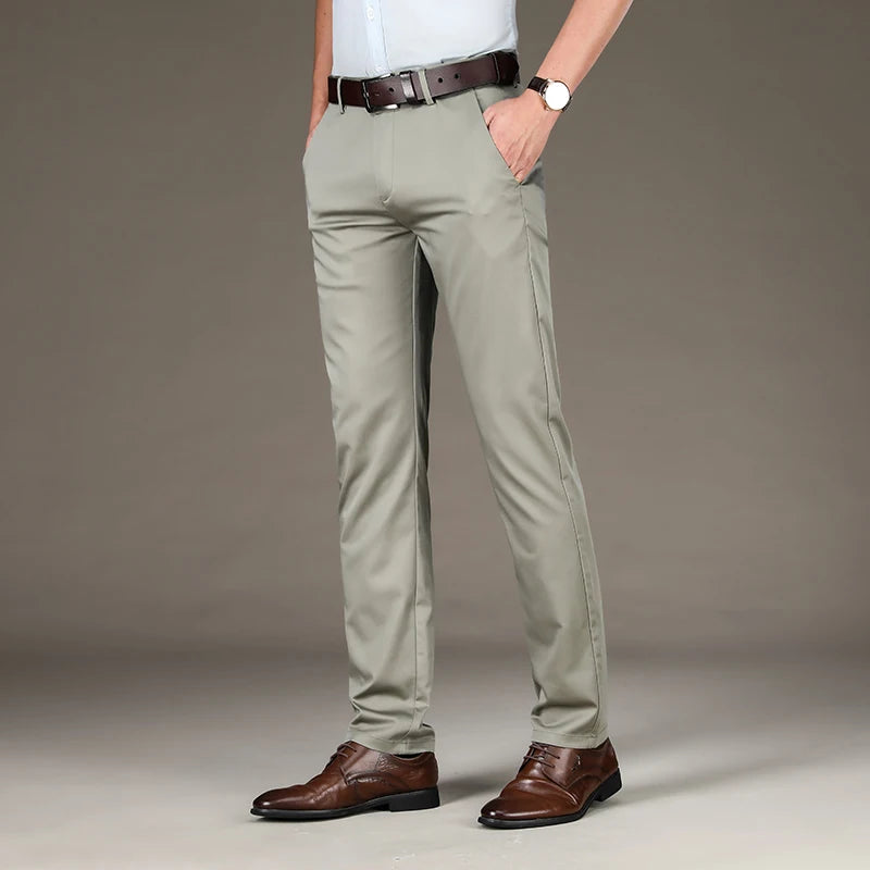 Summer Soft Lyocell Fabric Men's Suit Pants Thin Business Office Straight Pants