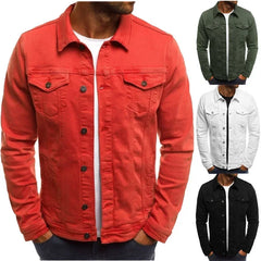 Men's Denim Jacket M-4XL Autumn Clothing Fashion Jackets Solid Color Business
