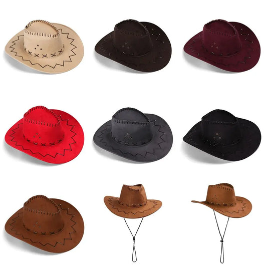 Women Men Cowboy Hat Western Suede Cowgirl Hats Fashion West Fancy Dress Party