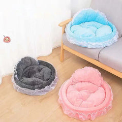 Cute Bow Lace Dog Bed Small Puppy Mattresses Sleeping Mat On The Floor Warm Mat