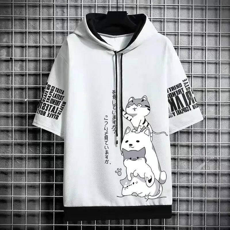 Japan Fashion Men's Hoodies Summer Men Clothing Cartoon Casual Harajuku Streetwear
