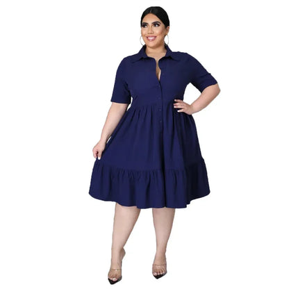 Fashion Plus Size Casual Blouse Dress Elegant   Ruched Party Ladies Dresses for Women Vestidos Office Clothing Summer 5xl