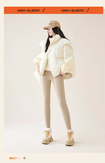 Autumn Winter High Waist Fleece Sharkskin Leggings Women Seamless