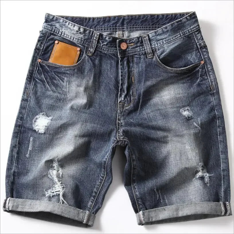 Men Gray Denim Shorts Jeans Pants Good Quality Men Cotton Knee Length Short Jeans New Summer Male Large Size Denim Shorts 42