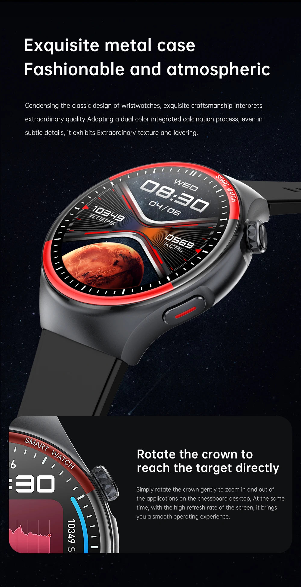 Sapphire Glass Laser Detection Health Smartwatch Men Precise Heart Rate Blood Pressure 150+Sports Bluetooth Call NFC Smart Watch