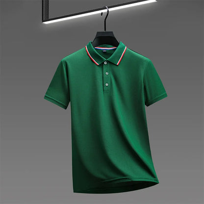 2025 New Men's Casual Solid Color Short Sleeved Polo Shirt Summer Fashionable and Comfortable Versatile Top