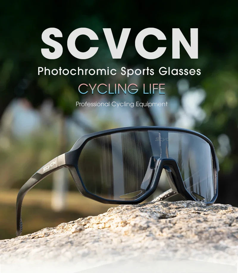 SCVCN Photochromic Cycling Sunglasses Cycling Glasses UV400 Bicycle Eyewear Sports MTB Outdoor Bike Goggles Sunglasses Eyepieces