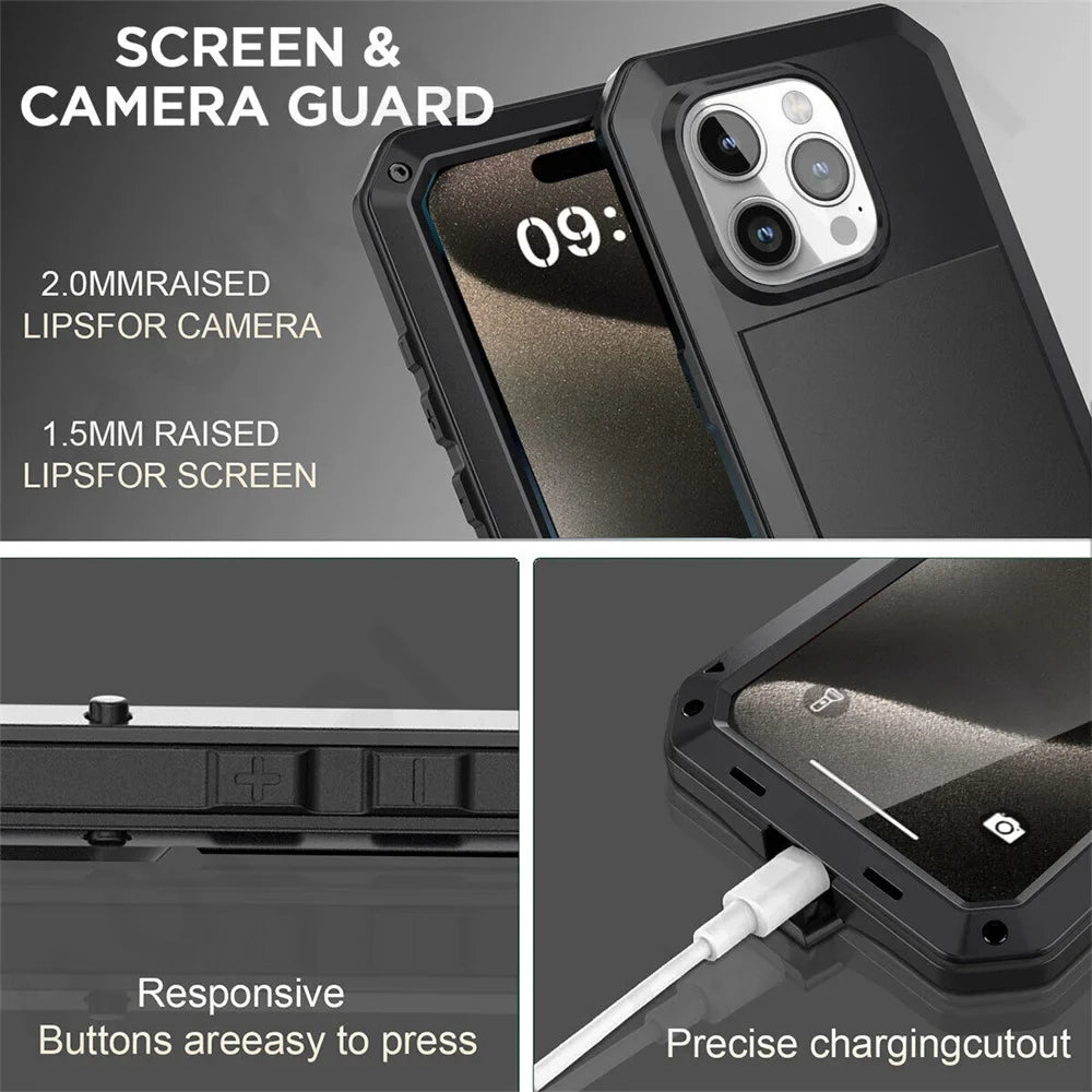 Case For iPhone 17 16 15 14 13 12 11 Pro Max XS XR 8 7 Plus SE Metal Heavy Duty 360 Full Body Shockproof Armour Protective Cover