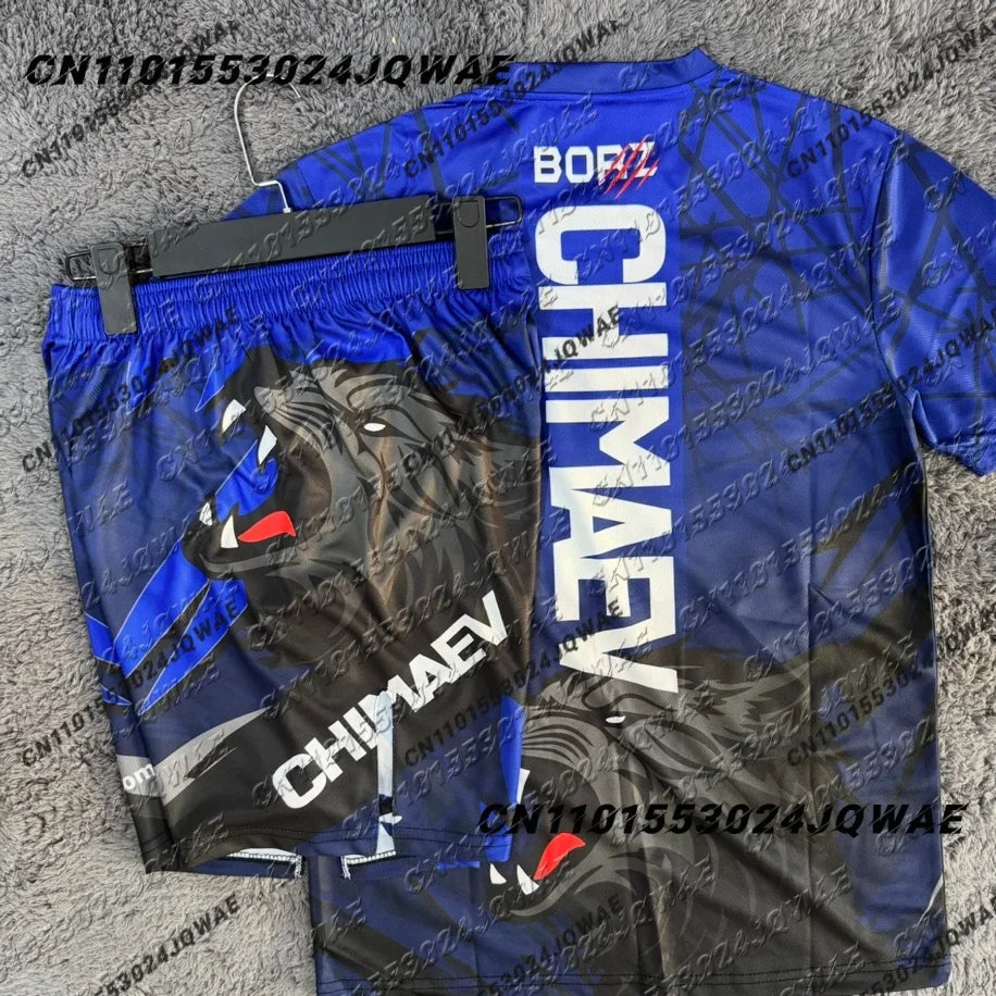 New Khamzat Chimaev UFC Boxing Fighting Tee Shorts Men Breathable Speed Drying jersey Wrestling Running Sweat Absorbing Set