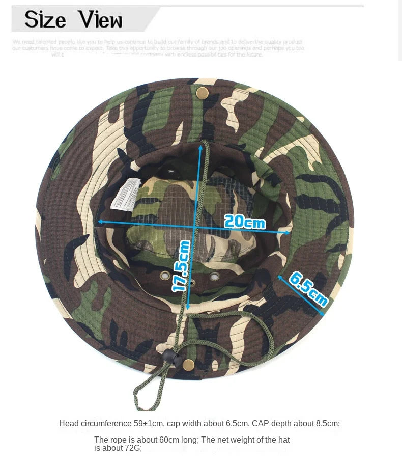 Camouflage Tactical Cap Boonie Bucket Hat Caps Camo Men Outdoor Sports