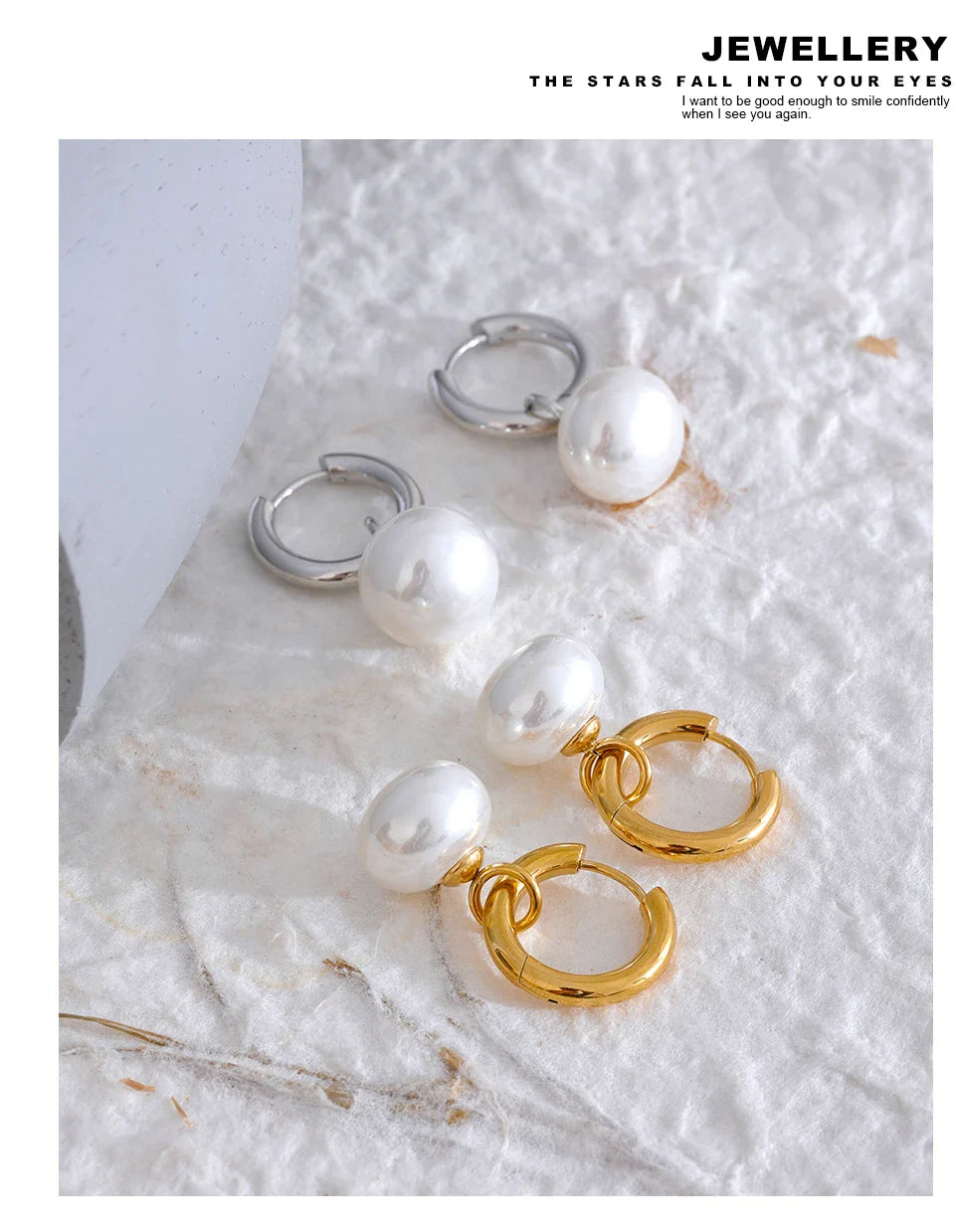 Yhpup High Quality Imitation Pearls Drop Stainless Steel Golden Korean Hoop Earrings Charms Fashion Jewelry Bijoux Femme Gift