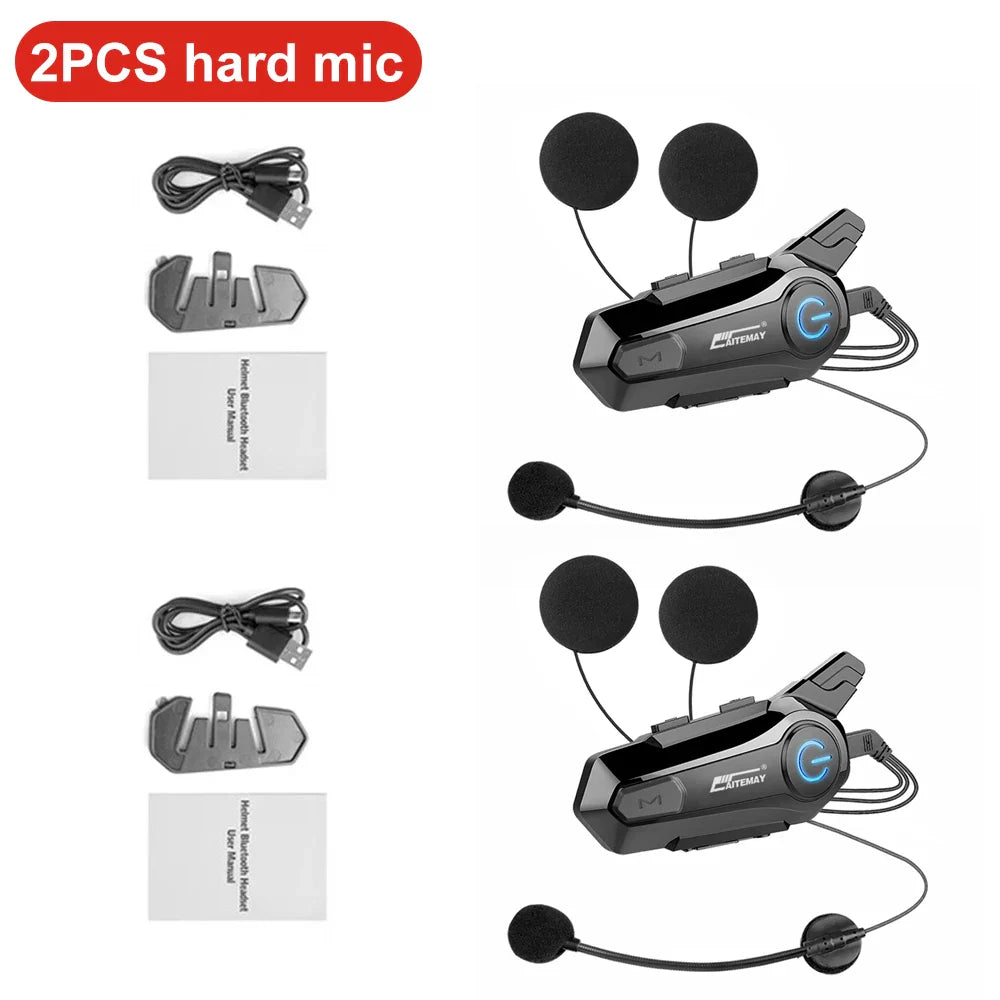 Bluetooth Headphone Motorcycle Helmet Intercom Headset 1000M For 2 Rider Intercomunicador Moto Wireless Interphone Handfree Call