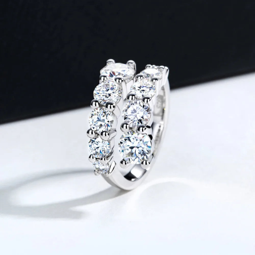 TY 925 Silver Moissanite Rings Woman Bands 10 Stones Sparkling Diamond Twist Shank Wedding Ring Engagement Jewelry