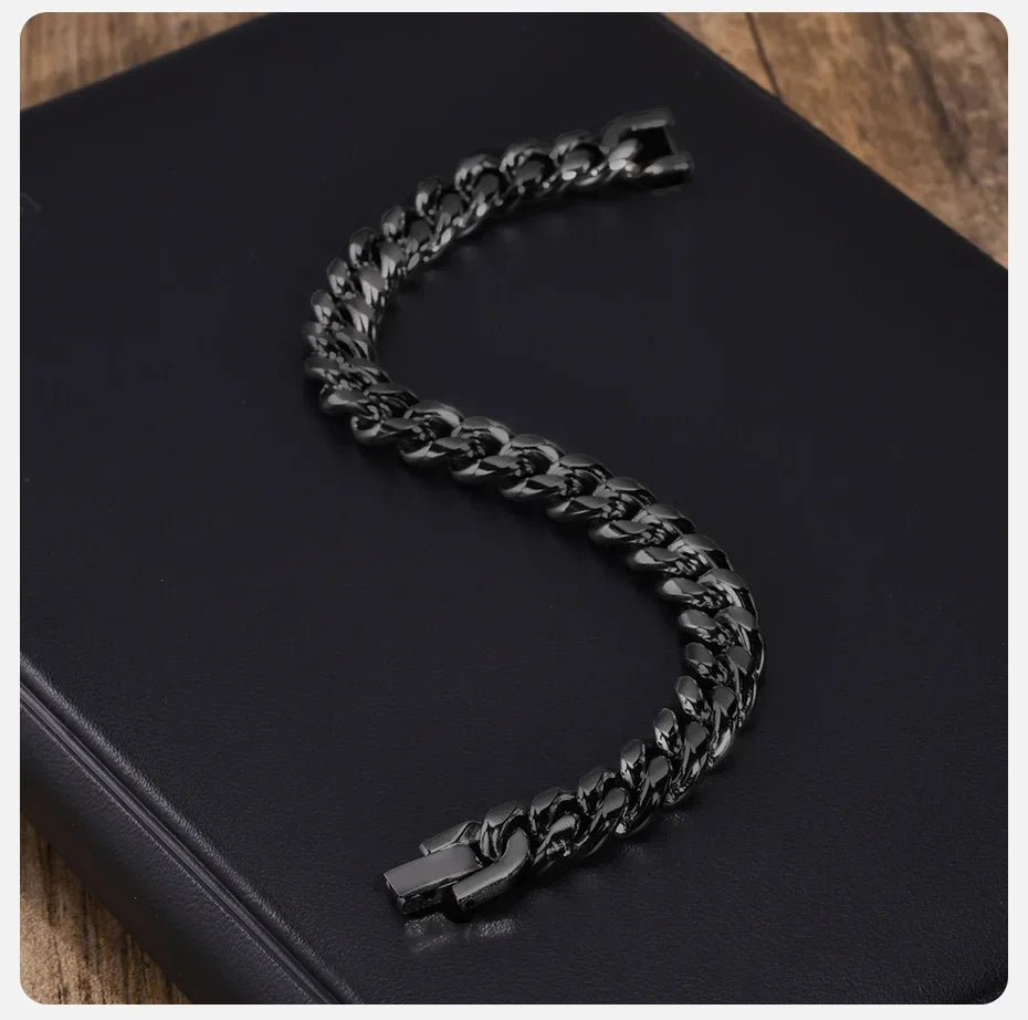 Vnox 18cm/20cm/22cm Stainless Steel Bold Cuban Bracelets for Men Women,6mm/8mm/10mm/12mm Width Miami Curb Links Wristband Gift