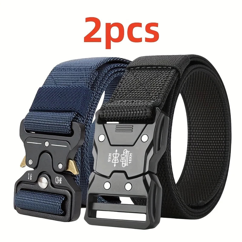 2-piece set of new men's waist belt, quick release buckle casual belt, suitable for cycling, climbing, fishing, golf and other s