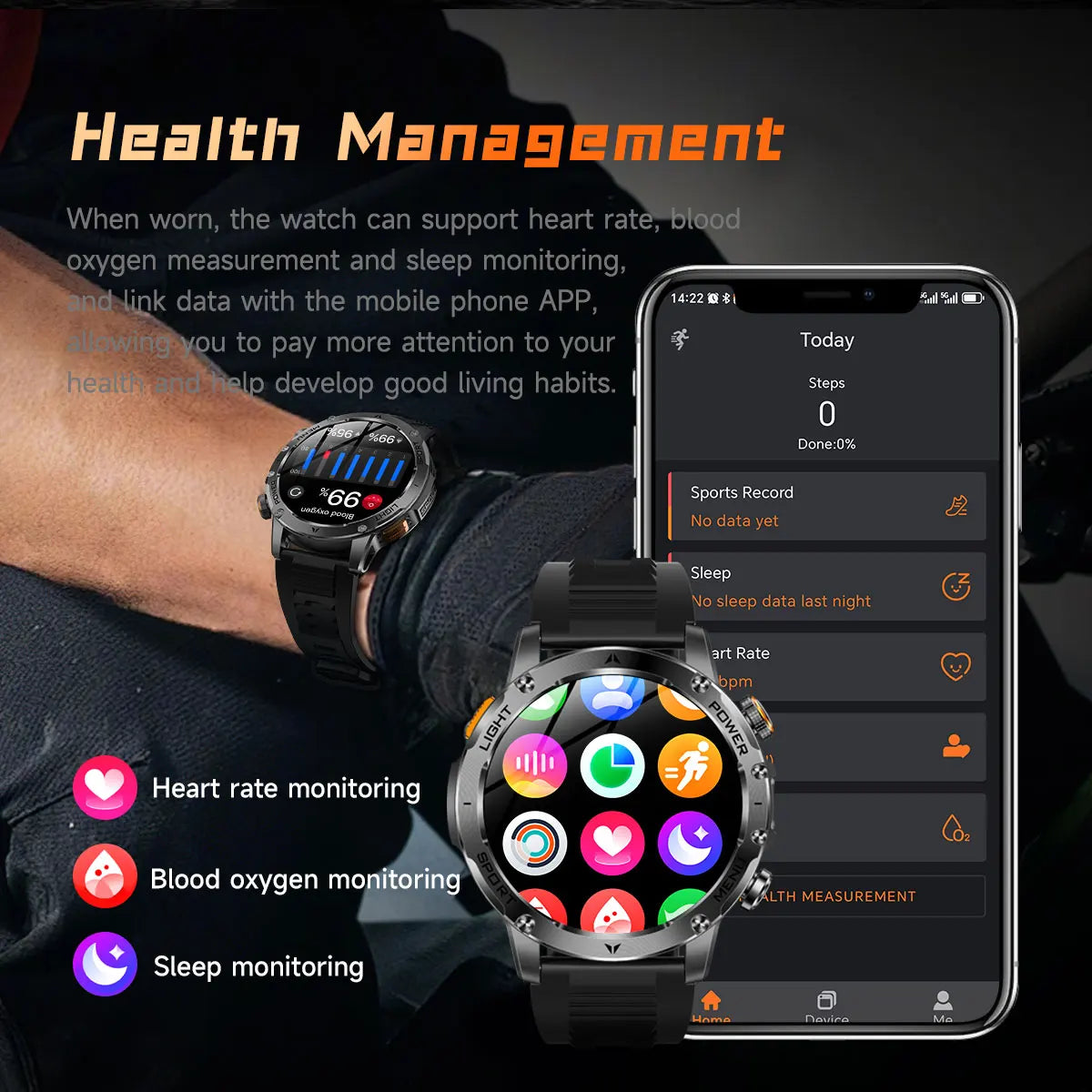 2025 New GPS Outdoor Sports Smart Watch Men AMOLED Screen NFC Flashlight Heart rate Waterproof Bluetooth Call 1000mAh SmartWatch