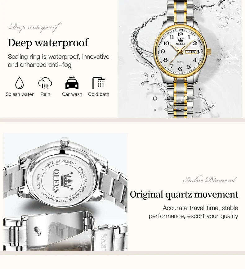 OLEVS 5567 Women's Watch Original Luxury Brand Stainless Steel Waterproof Quartz Women's Watch Elegant Date Zhou Women's watches