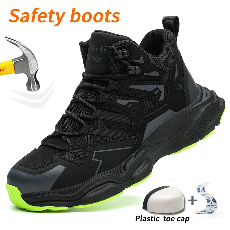 Slip Resistant Steel Toe Safety Boots Impact Protection Comfortable Durable Multi-Purpose Work Shoes