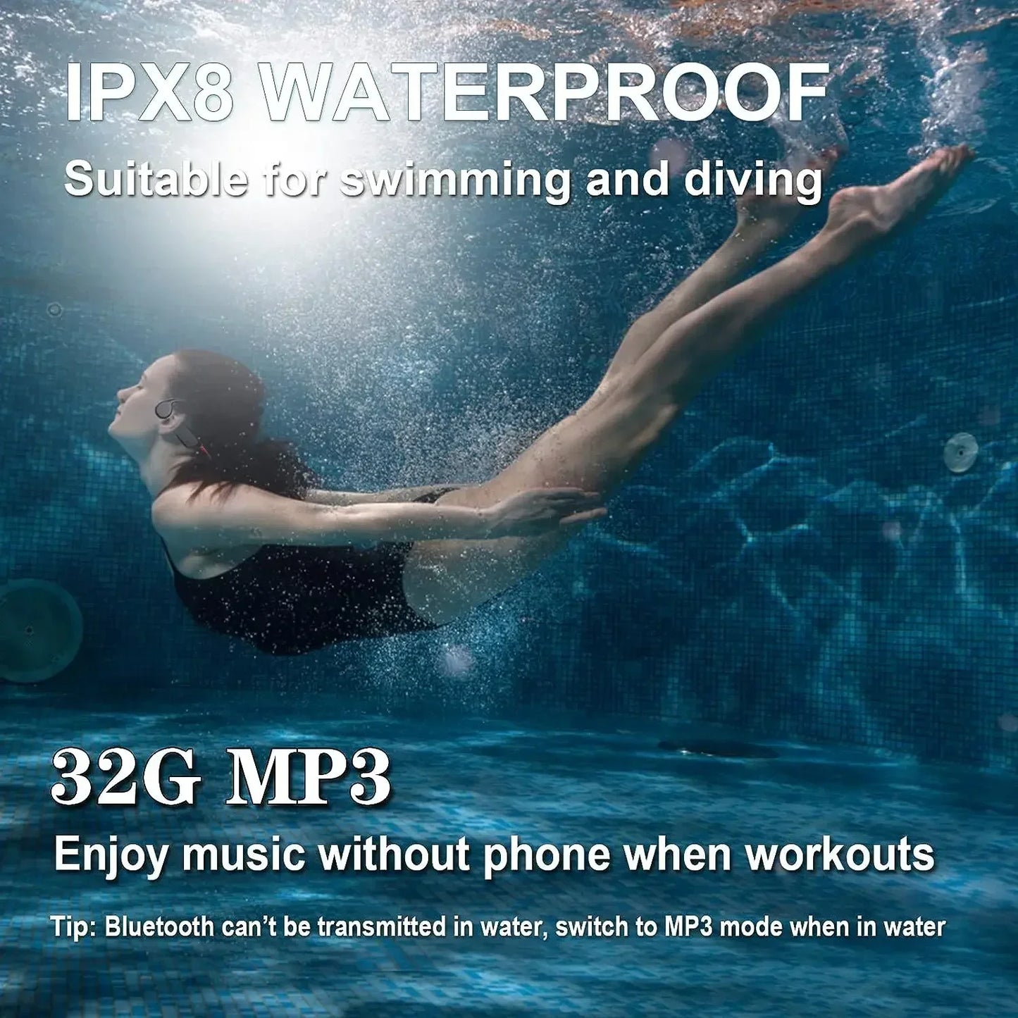Wireless Earphones for shokz open Sports Bone Conduction Bluetooth IPX8 Waterproof Headphones With 32G RAM Mp3 Music Headset
