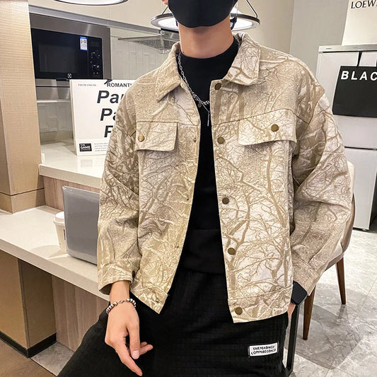 Autumn Denim Jacket Men Casua Social Streetwear Outwear Fashion Loose Streetwear Social Coat