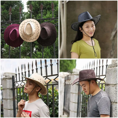Women Men Cowboy Hat Western Suede Cowgirl Hats Fashion West Fancy Dress Party