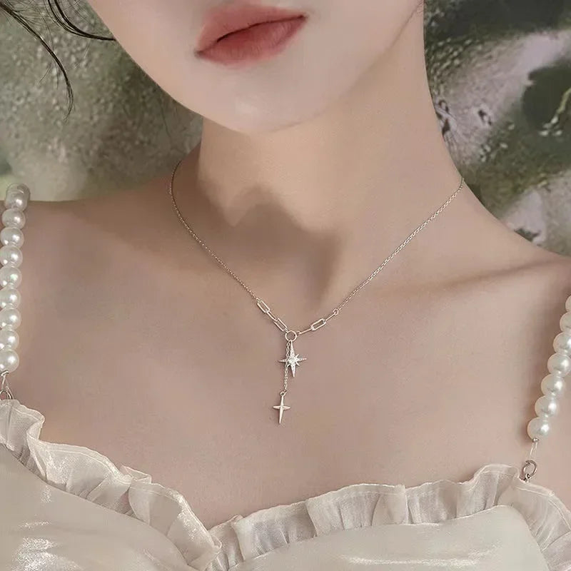 Stainless Steel Necklaces Black Exquisite Minimalist Square Pendant Choker Chains Fashion Necklace For Women Jewelry Party Gifts