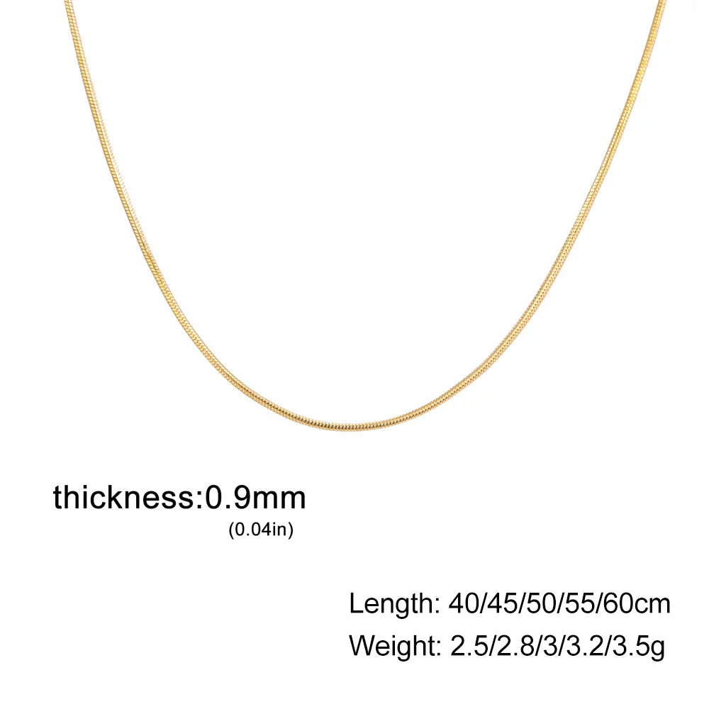 Skyrim Stainless Steel Gold Color Round Snake Chain Necklace Women Men Long Neck Chains Trendy Punk Jewelry Gift Wholesale