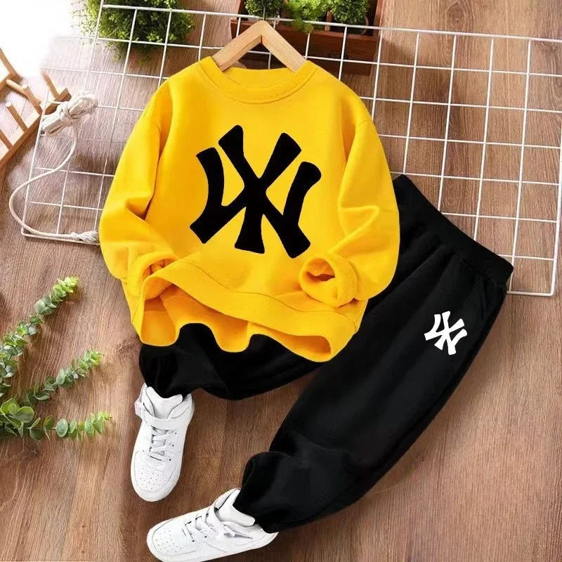 Spring Baby Boy Clothes Set Kid Letter Printed Sweatshirts Pullover Top and Pants 2pcs Suit Children Girls Fashion Tracksuits