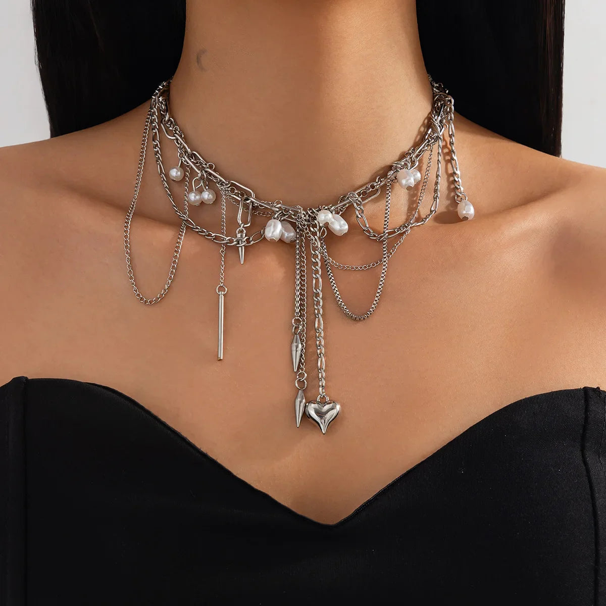 Elegant Irregular Imitation Pearl Beads Necklace for Women Vintage Party Wedding Tassels Choker Fashion Jewelry Accessories Gift
