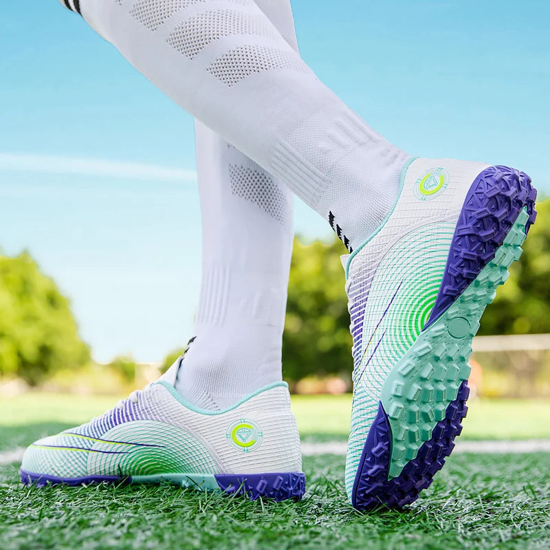 Professional Unisex Soccer Shoes Long Spikes TF Ankle Football Boots