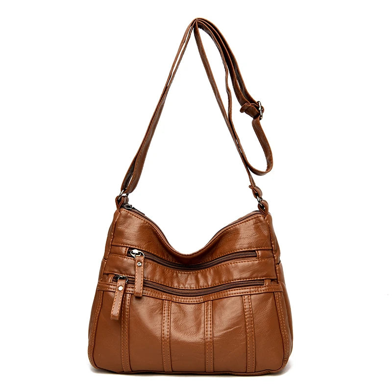 Fashion Soft Leather Crossbody Bags for Women Casual Female Multi Pocket
