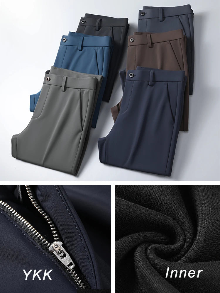Autumn Men's Pants Stretched Nylon Slim Fit Chinos Male Business Casual Work Straight Long Slacks Male Suit Trousers