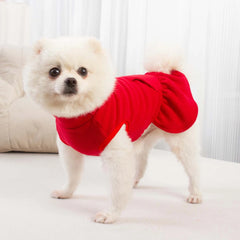 Solid Color High Collar Fleece Pet Dress Pullover For Small Dogs Princess Dress