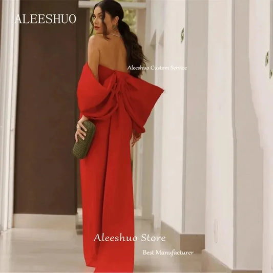 Red Mermaid Evening Dresses For Woman Off the Shoulder Side Split Wedding