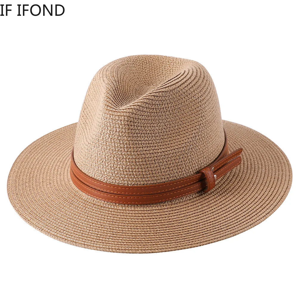 56-58-59-60CM Natural Panama Soft Shaped Straw Hat Summer