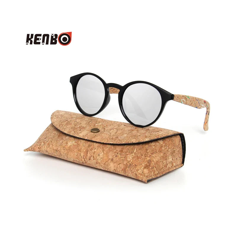 Kenbo High Quality Round Wood Bamboo Grain Polarized Sunglasses With Case Fashion Women Man Shades Wooden Sunglasses