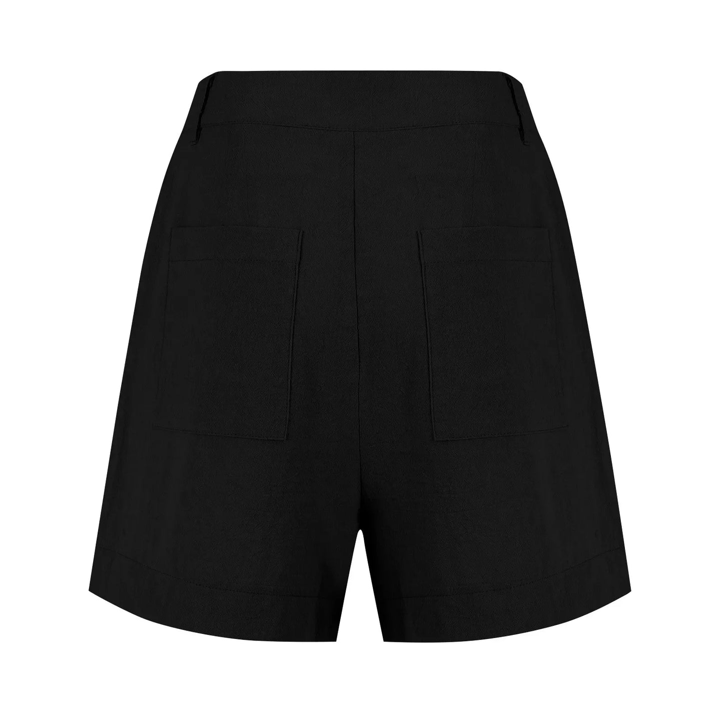Cotton Linen Solid Shorts For Women Button High Waist Summer Loose Casual Pockets Shorts Female Pants Women Clothing