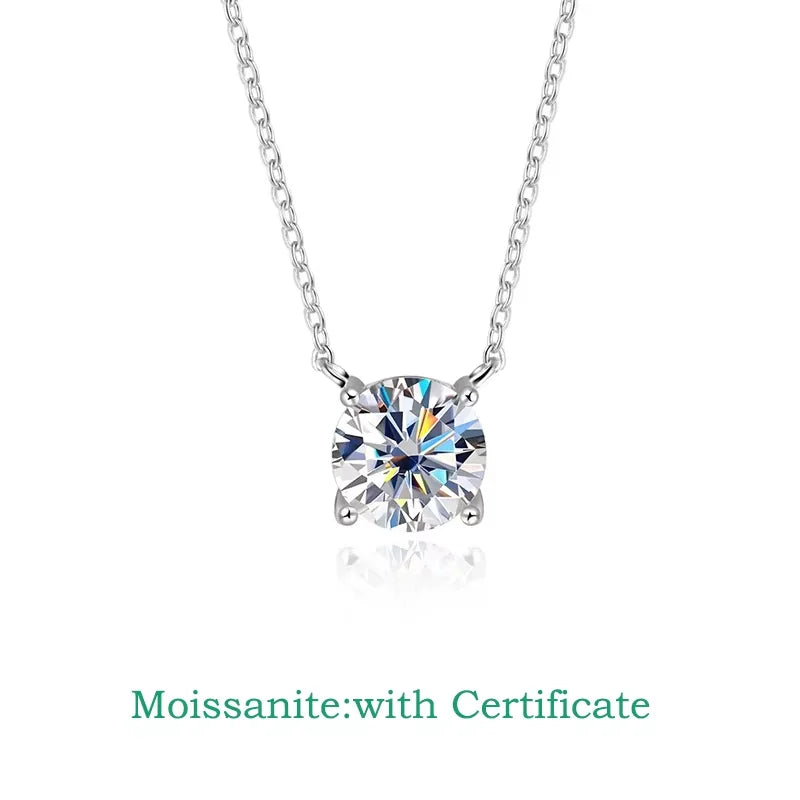 Smyoue White Gold Plated 1-10CT Moissanite Necklace for Women Classic Four Claws Pendant Wedding Jewelry 925 Sterling Silver