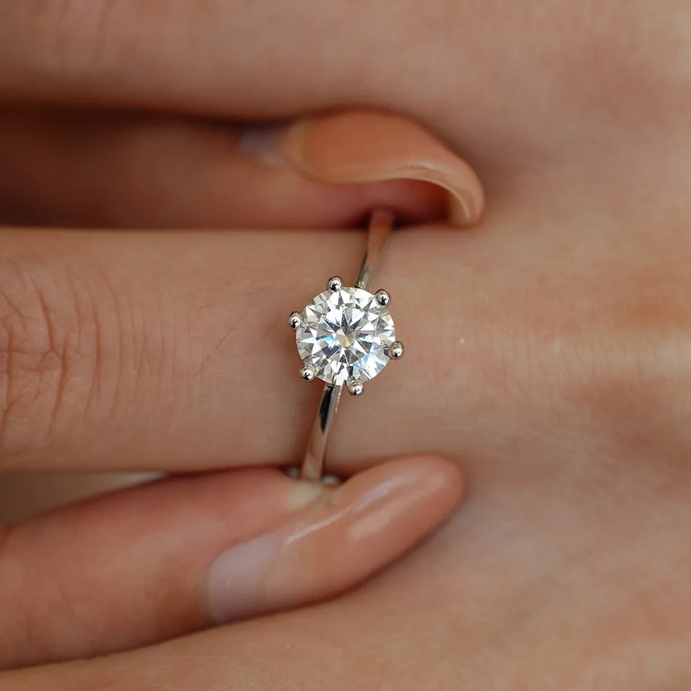 EWYA GRA Certified 0.5-10CT D Color Moissanite Solitaire Engagement Rings for Women Silver 925 Wedding Bridal Big Diamond Band